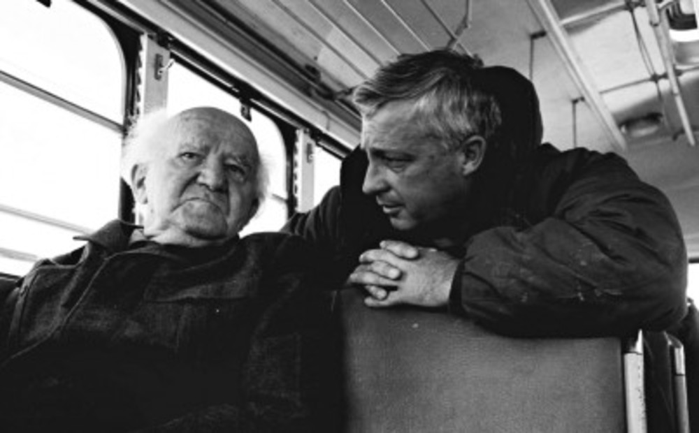 Ariel Sharon chatting with former Prime Minister David Ben Gurion during a bus tour of Israeli army installations in 1971. /GPO via Getty Images